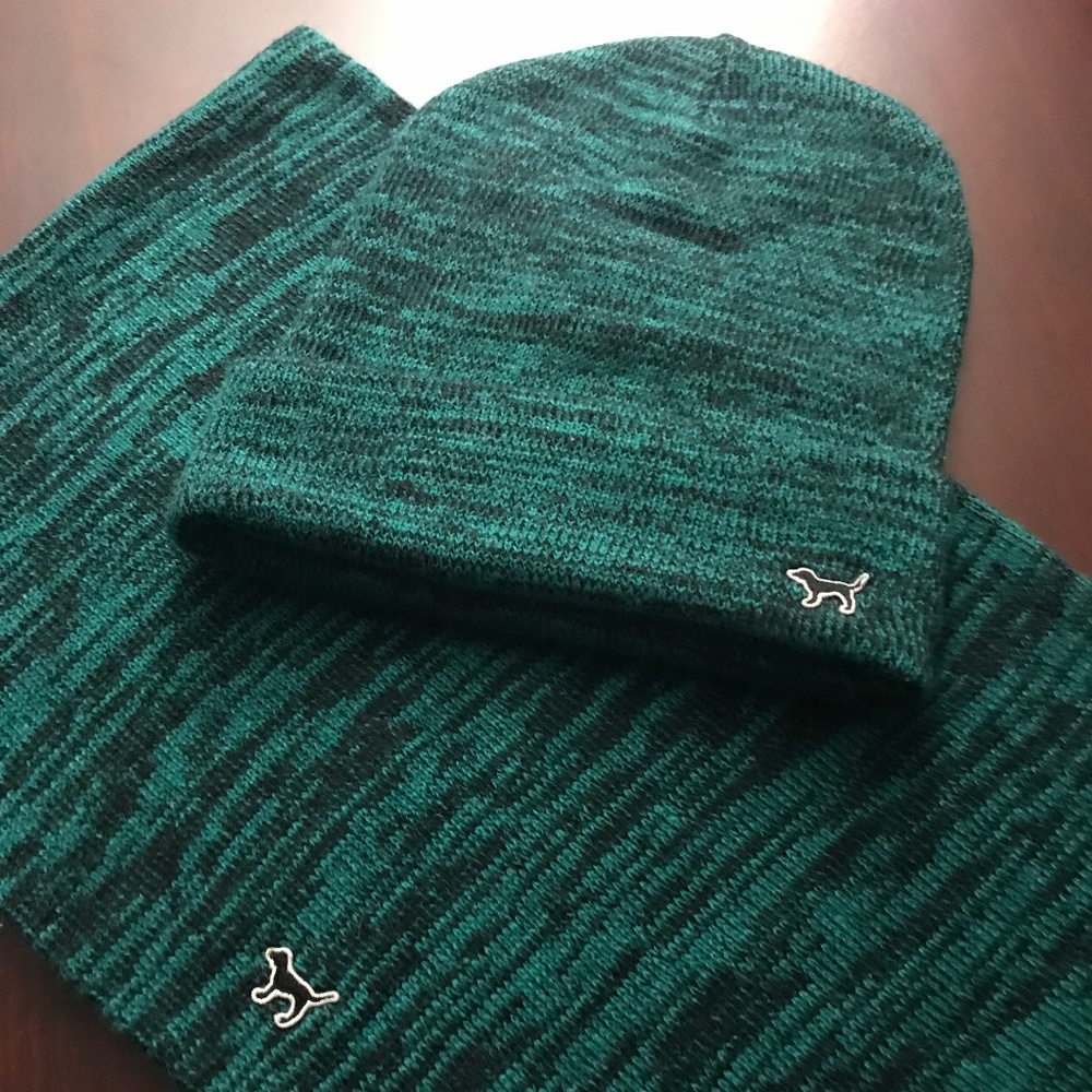 PINK VIctoria's Secret Beanie and Scarf NWOT